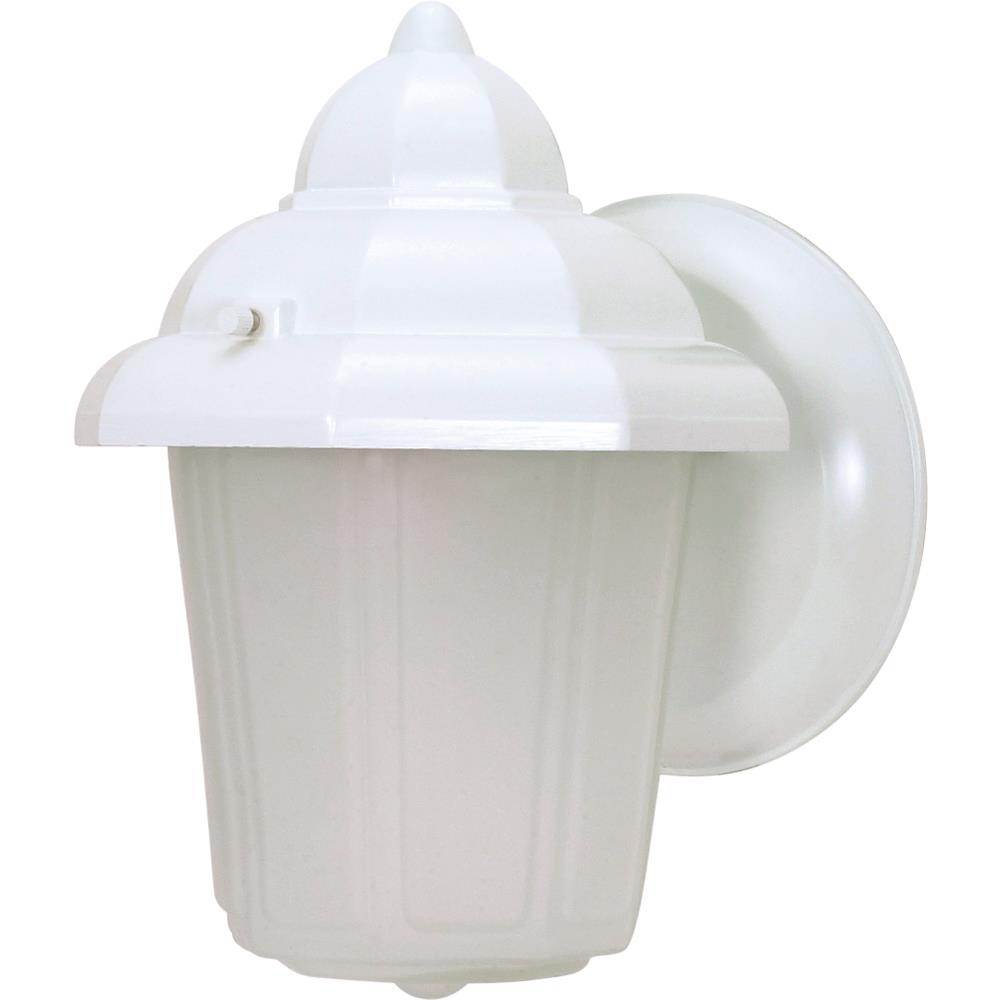 Nuvo Lighting 60/639  1 Light - 9" - Wall Lantern - Hood Lantern with Satin Frosted Glass in White Finish